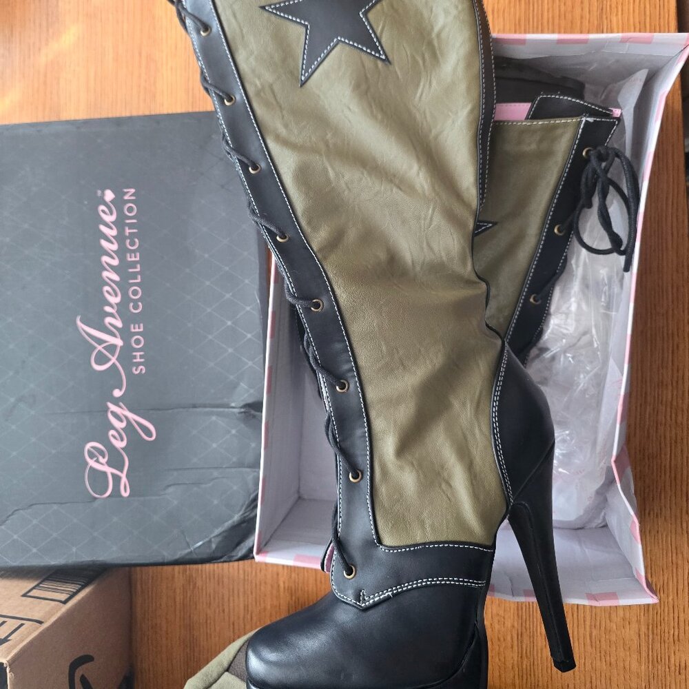 Militia style spike heel boots (8) - NIB